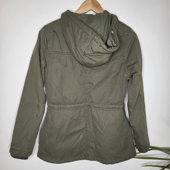 Khaki Cinched Waist Parka Jacket - Picture 7 of 11